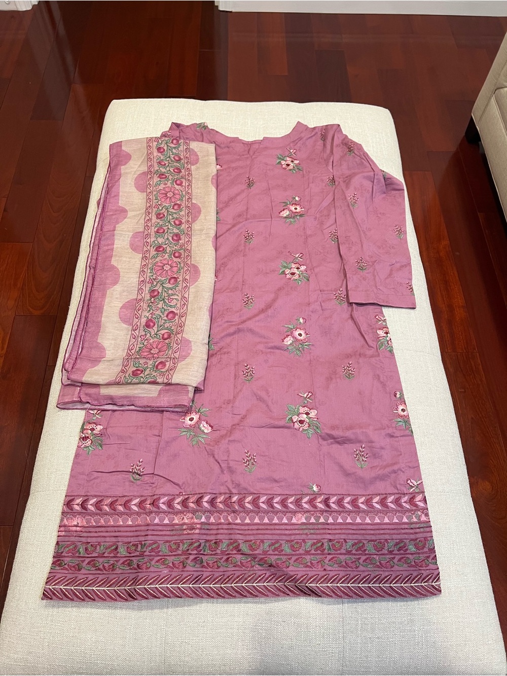 Embroidered Shalwar Kameez with Printed Dupatta M